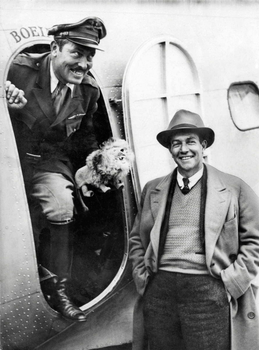  Americans Colonel Roscoe Turner and Clyde Pangborn with their Boeing 247D 