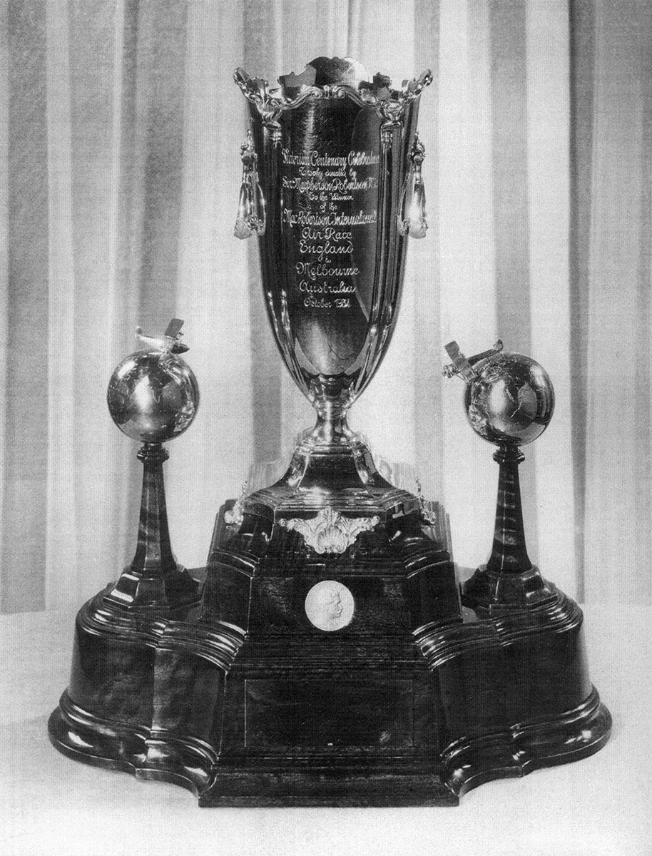  The gold MacRobertson Trophy presented to race winners Scott and Campbell Black 