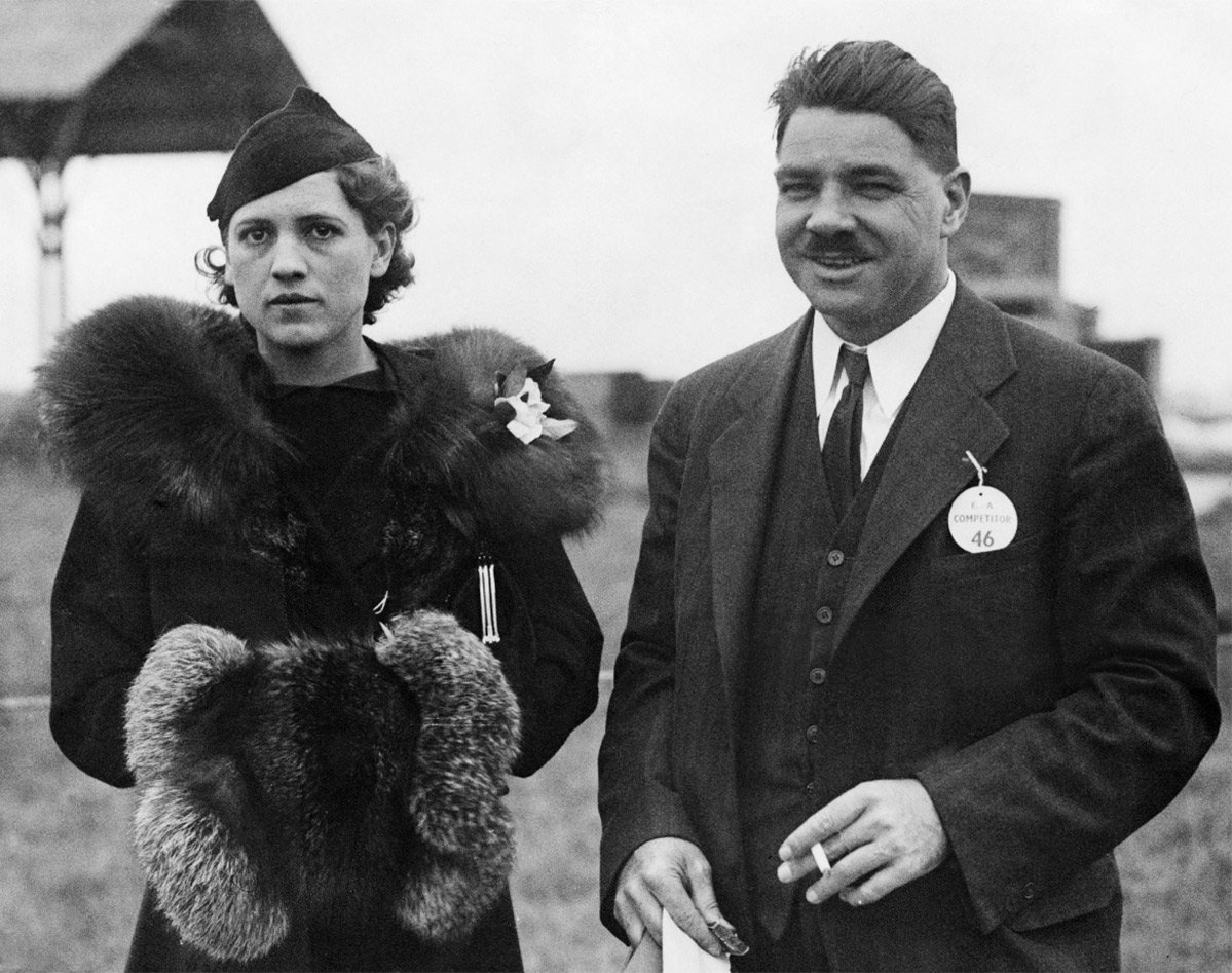  American aviatrix Jacqueline Cochran and her co-pilot Wesley Smith who flew a Granville Bee Gee R-6H 'Q.E.D.' in the race (did not finish) 