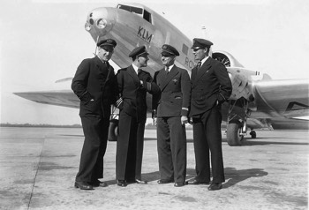  KLM DC-2 (PH-AJU) crew, L > R: Cornelis van Brugge (Radio Operator), Koene Dirk Parmentier (Captain), Jan Johannes Moll (First Officer) and Bouwe Prins (Flight Engineer) (Air France-KLM) 