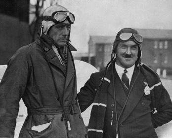  Flying Officer Harold Gilman and amateur pilot James Baines at Mildenhall. Tragically the pair were killed when their aircraft crashed in Italy  