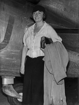  German aviatrix and journalist Thea Rasche, one of the Uiver passengers, arriving at Charleville, QLD (State Library QLD) 