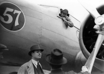  Colonel Roscoe Turner in his Boeing 247D at Mildenhall 