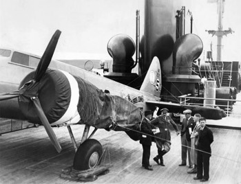  Colonel Roscoe Turner's Boeing 247D on the deck of the SS Washington at Plymouth dock, October 1934 