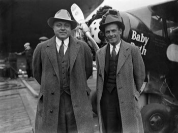  Americans John Wright and John Polando with their Lambert Monocoupe D-145 (NR501W) 'Baby-Ruth' at Southampton dock 