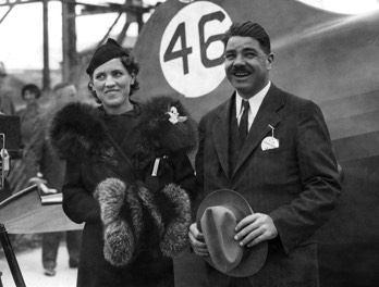  American aviatrix Jacqueline Cochran and her co-pilot Wesley Smith who flew a Granville Bee Gee R-6H 'Q.E.D.' in the race (did not finish) 