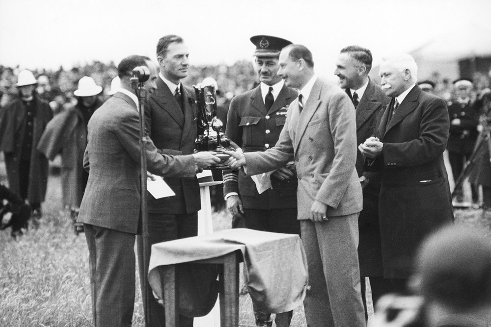 The Duke of Gloucester presents trophy to Scott and Campbell Black