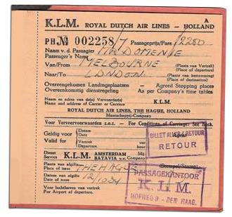 1934 Domenie KLM Ticket